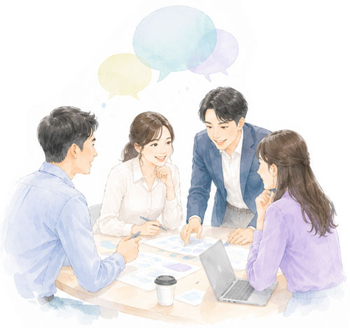 社内ミーティングをしている様子